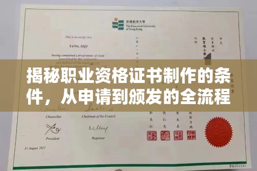 南庄揭秘职业资格证书制作的条件，从申请到颁发的全流程解析